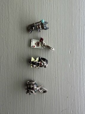 Pandora Silver Charm Set with Red, White, Light Blue and Yellow Accents